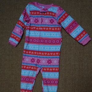 Girls Size 4T Carter's Pink/Aqua 1-piece Flannel PJs